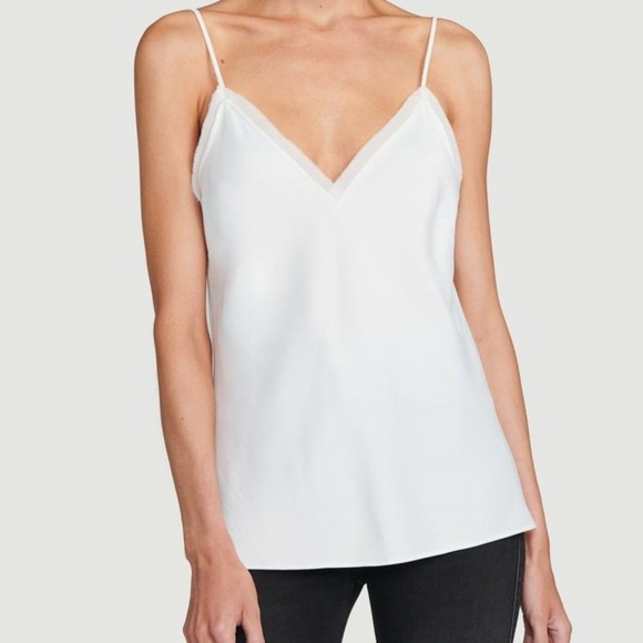 NWT FRAME satin lounge viscose v neck strap tank off white XS - Picture 1 of 3